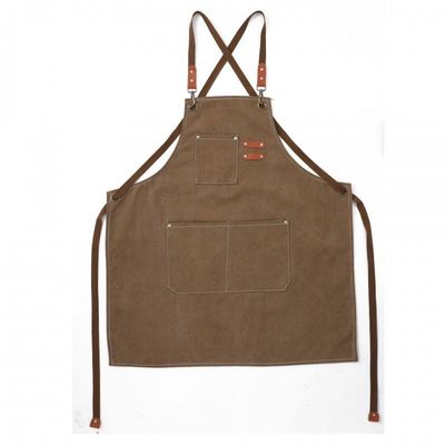 Vida diaria Chef Trabajo y utilidad del delantal Logotipo personalizado delantal de lona de algodón delantal con bolsillos