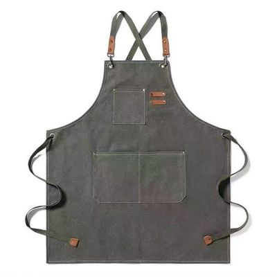 Vida diaria Chef Trabajo y utilidad del delantal Logotipo personalizado delantal de lona de algodón delantal con bolsillos