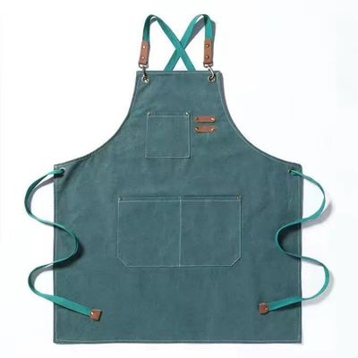 Vida diaria Chef Trabajo y utilidad del delantal Logotipo personalizado delantal de lona de algodón delantal con bolsillos