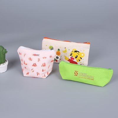 Bolsa de lápiz de lienzo de impresión de logotipo personalizado para los requisitos del cliente