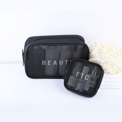 Mini bolso de almacenamiento portátil para kits de viaje de malla de nylon transparente impermeable con logotipo personalizado