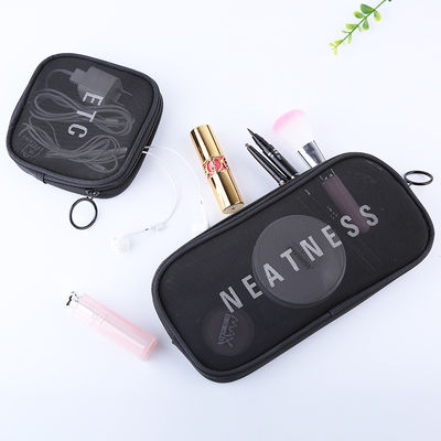 Mini bolso de almacenamiento portátil para kits de viaje de malla de nylon transparente impermeable con logotipo personalizado