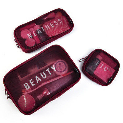 Mini bolso de almacenamiento portátil para kits de viaje de malla de nylon transparente impermeable con logotipo personalizado