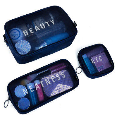 Mini bolso de almacenamiento portátil para kits de viaje de malla de nylon transparente impermeable con logotipo personalizado