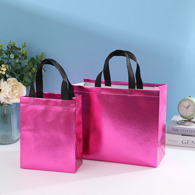 Bolso de compras laminado de color no tejido con color dorado y longitud del mango