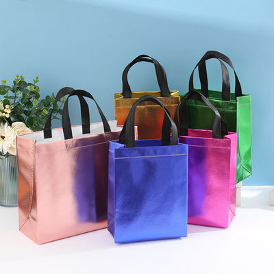 Bolso de compras laminado de color no tejido con color dorado y longitud del mango
