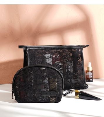 Bolso de lavado de viaje ligero Bolso de maquillaje cosmético de malla de moda con logotipo personalizado impreso