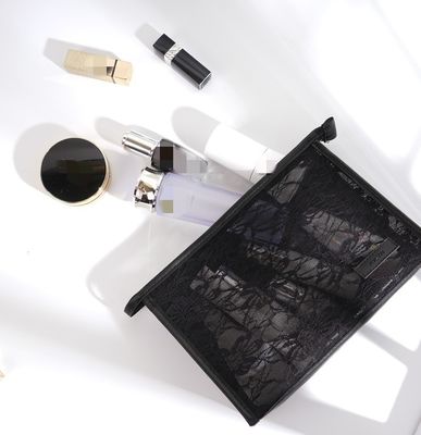 Bolso de lavado de viaje ligero Bolso de maquillaje cosmético de malla de moda con logotipo personalizado impreso