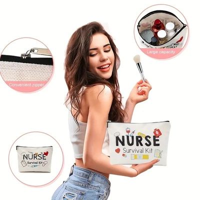Logotipo personalizado Bolso de almacenamiento impreso Toiletry Bolso de maquillaje de viaje Bolso de lona reutilizable Bolso cosmético de algodón de yute