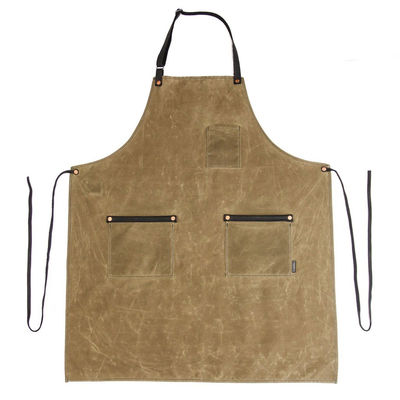 Color personalizado de trabajo pesado impermeable de tela encerada del taller del trabajo del delantal con bolsillos de herramientas