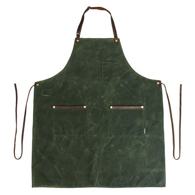 Color personalizado de trabajo pesado impermeable de tela encerada del taller del trabajo del delantal con bolsillos de herramientas