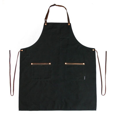 Color personalizado de trabajo pesado impermeable de tela encerada del taller del trabajo del delantal con bolsillos de herramientas