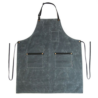 Color personalizado de trabajo pesado impermeable de tela encerada del taller del trabajo del delantal con bolsillos de herramientas