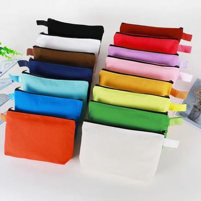 Bolsa de maquillaje con logotipo impreso en lienzo con cremallera con material ecológico y duradero