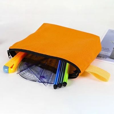 Bolsa de maquillaje con logotipo impreso en lienzo con cremallera con material ecológico y duradero