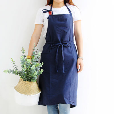 OEM / ODM aceptable diseño personalizado del delantal de lino de algodón para la cocina cocina chef limpieza