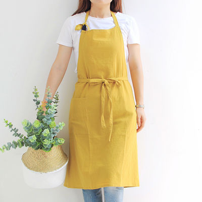 OEM / ODM aceptable diseño personalizado del delantal de lino de algodón para la cocina cocina chef limpieza