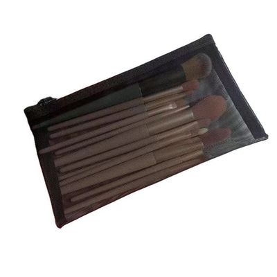 Bolsas de malla negra maquillaje personalizado duradero y bolsas de almacenamiento de viaje con bolso de cremallera de malla