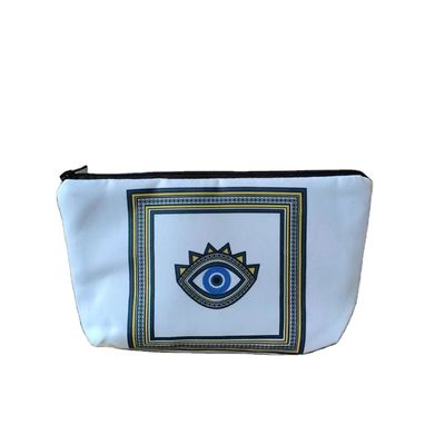 Promoción de compras belleza poliéster cremallera maquillaje de viaje bolso cosmético tamaño medio