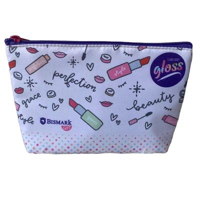 Promoción de compras belleza poliéster cremallera maquillaje de viaje bolso cosmético tamaño medio