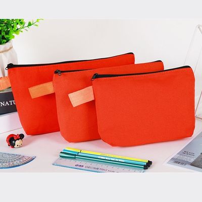 Bolso de lápiz con cremallera con cremallera de lienzo para logotipo personalizado Bolso de maquillaje impreso y artículos esenciales de viaje