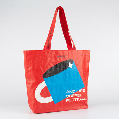 Bolsa de Tote personalizada con manija de impresión Bolsa de tejido de polipropileno laminada de trabajo pesado