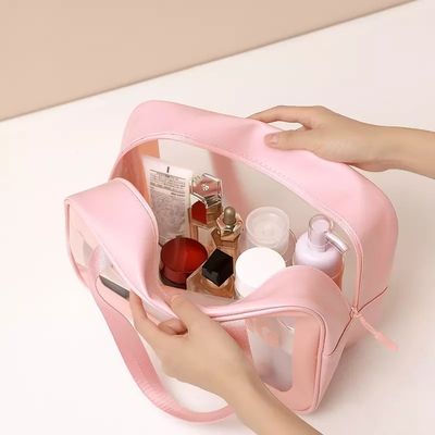 Cerradura con cremallera Bolsa de maquillaje de belleza personalizada con logotipo impreso y bolsa cosmética de viaje