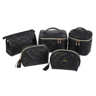 Bolsas cosméticas de maquillaje de cuero de PU con combinación de colores personalizada