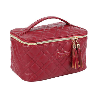 Bolsas cosméticas de maquillaje de cuero de PU con combinación de colores personalizada