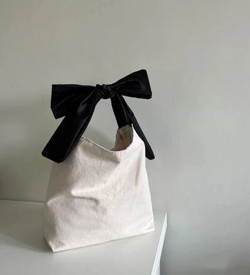 Color personalizado de alta capacidad estilo coreano Bow Hobo Casual Niña linda Adolescentes Mujeres de compras Bolso de lienzo