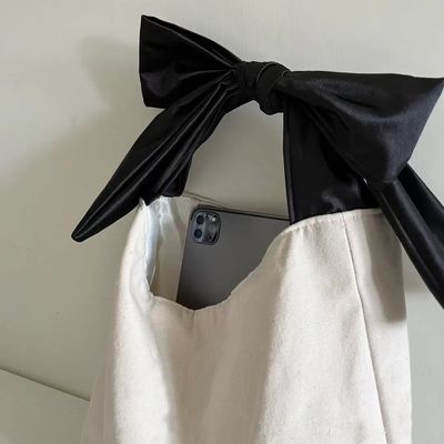 Color personalizado de alta capacidad estilo coreano Bow Hobo Casual Niña linda Adolescentes Mujeres de compras Bolso de lienzo