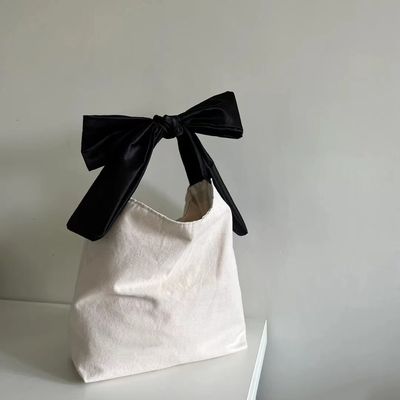 Color personalizado de alta capacidad estilo coreano Bow Hobo Casual Niña linda Adolescentes Mujeres de compras Bolso de lienzo