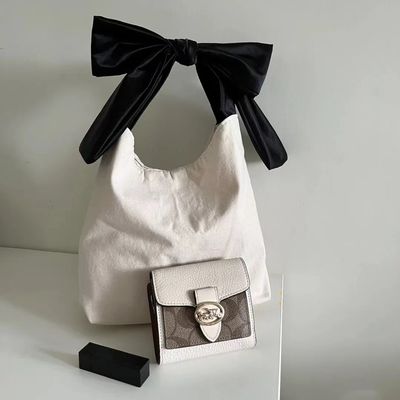 Color personalizado de alta capacidad estilo coreano Bow Hobo Casual Niña linda Adolescentes Mujeres de compras Bolso de lienzo