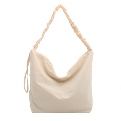 Bolso de hombro con cuerpos cruzados de nylon de gran capacidad con cuerda de tira con cuerdas de pliegue para mujeres Bolsos de compras