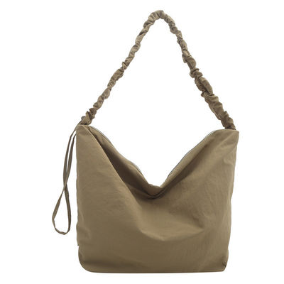 Bolso de hombro con cuerpos cruzados de nylon de gran capacidad con cuerda de tira con cuerdas de pliegue para mujeres Bolsos de compras