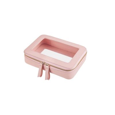 Bolsa cosmética de cuero rosa con OEM/ODM aceptable y tipo de patrón sólido