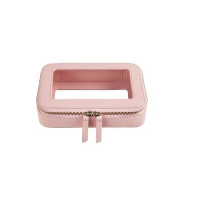 Bolsa cosmética de cuero rosa con OEM/ODM aceptable y tipo de patrón sólido