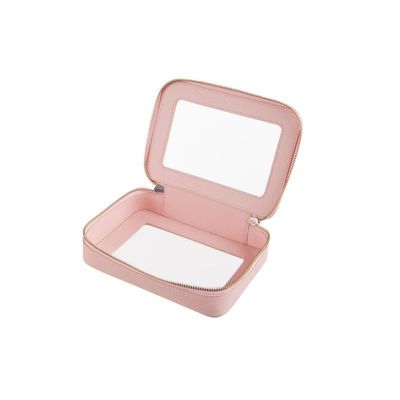 Bolsa cosmética de cuero rosa con OEM/ODM aceptable y tipo de patrón sólido