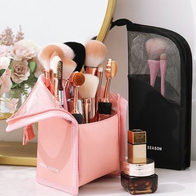 Soporte de pinceles de maquillaje con cierre de cremallera para promoción personalizada y aceptación de OEM / ODM