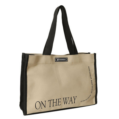 Bolso de compras de algodón de tipo de cierre abierto con bolso de toque de lona de color personalizado
