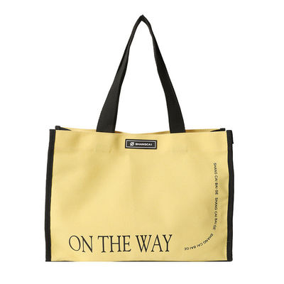 Bolso de compras de algodón de tipo de cierre abierto con bolso de toque de lona de color personalizado