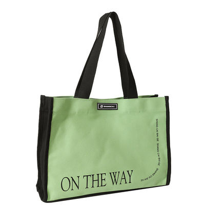Bolso de compras de algodón de tipo de cierre abierto con bolso de toque de lona de color personalizado