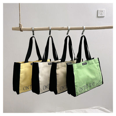 Bolso de compras de algodón de tipo de cierre abierto con bolso de toque de lona de color personalizado