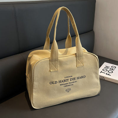 Bolso de compras de lona de algodón de gran capacidad con cierre abierto para mujeres