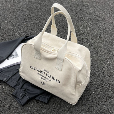 Bolso de compras de lona de algodón de gran capacidad con cierre abierto para mujeres