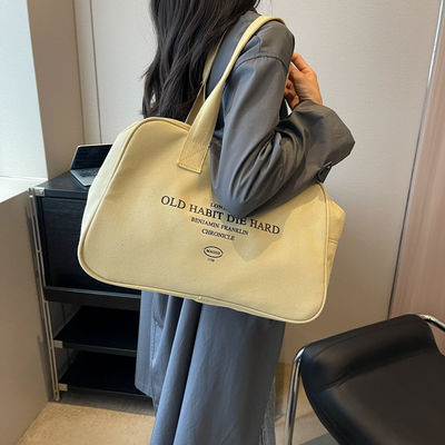 Bolso de compras de lona de algodón de gran capacidad con cierre abierto para mujeres