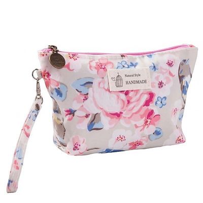 Bolsa de maquillaje de lona con cremallera de mujer
