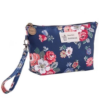Bolsa de maquillaje de lona con cremallera de mujer