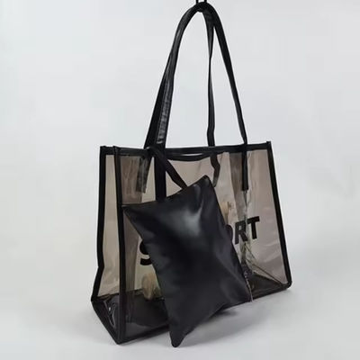 Bolso de cerradura de PVC con logotipo personalizado para fiestas Bolso de compras de PVC negro