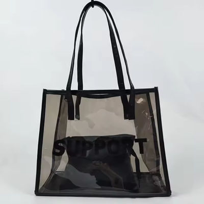 Bolso de cerradura de PVC con logotipo personalizado para fiestas Bolso de compras de PVC negro